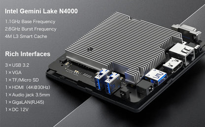 MLLSE Mini PC M2 Air Intel Gemini Lake N4000 Intel J3710 6GB RAM 128GB ROM Dual-Band WiFi Bluetooth USB Mini Computer