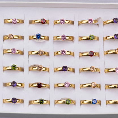 36Pcs/lot Fashion Stainless Steel Zircon Heart Love Rings For Women Mix Style Wedding Engagement Jewelry