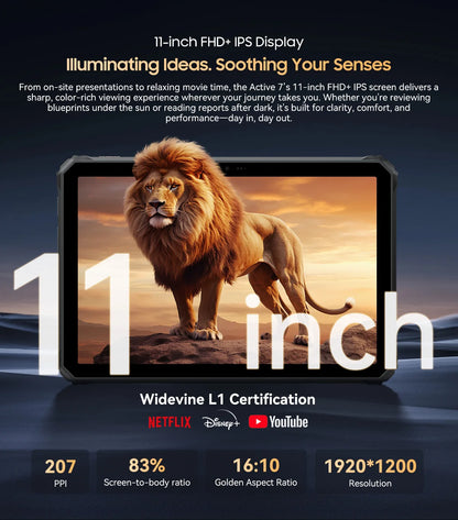 Blackview Active 7 RuggedTablet 11-inch  FHD+ Display Octa-core Android IP68&IP69K 10000mAh 45W Charger Outdoor Pad PC