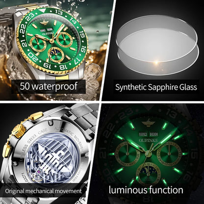 OUPINKE 3271 Original Waterproof Watch For Man Stainless Steel Strap Fashion Automatic Mechanical Wristwatch Luxury Men Gift
