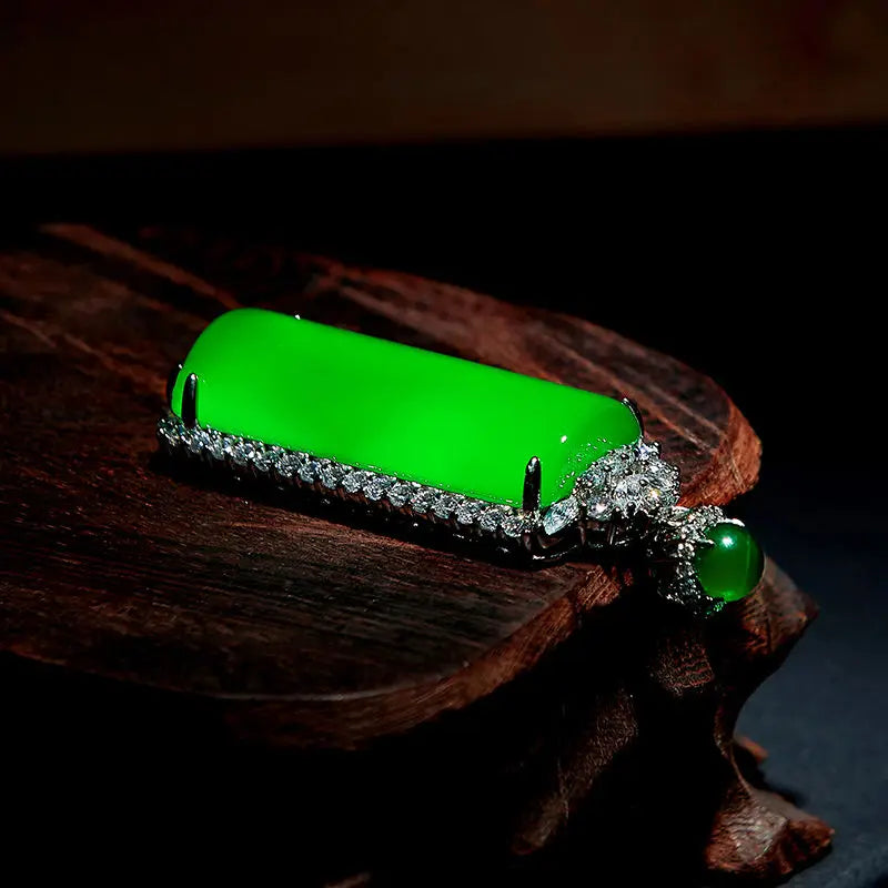 Natural high ice chalcedony green jadeite color safe and sound brand pendant