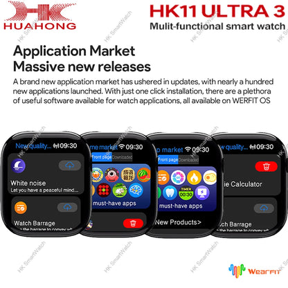 2025 HK11 ULTRA 3 Smartwatch 49mm HD AMOLED 4G ROM Bluetooth Network ChatGPT Call Robot Clock NFC Compass Men Women Smart Watch