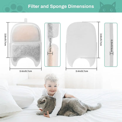6/12PK Cat Fountain Filters & Sponges Replacement Kit, Universal Fit for Pet Water Fountain APETDOLA