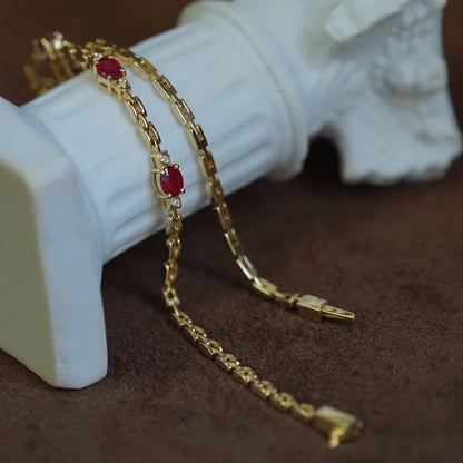 New light luxury silver inlaid ruby diamond bracelet for women chain charm fine section exquisite high-end engagement jewelry
