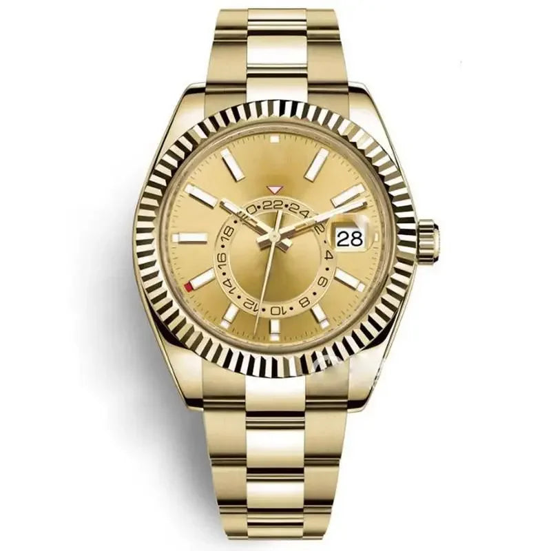 Men Watches Waterproof Dual Time Zone Luxury 904L Stainless Steel Watches Automatic Mechanical Sweep Movement Male Wristwatches