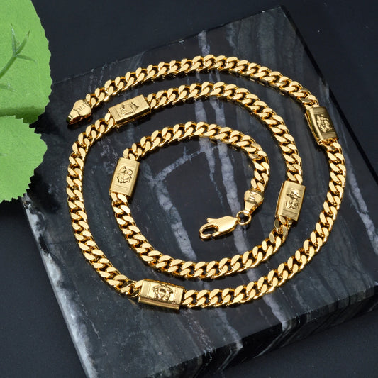 Pure Copper Alloy Men's and Women's Necklaces Vintage Hip-Hop Cuban Chains Suitable For Daily Wear Party Jewelry Gifts