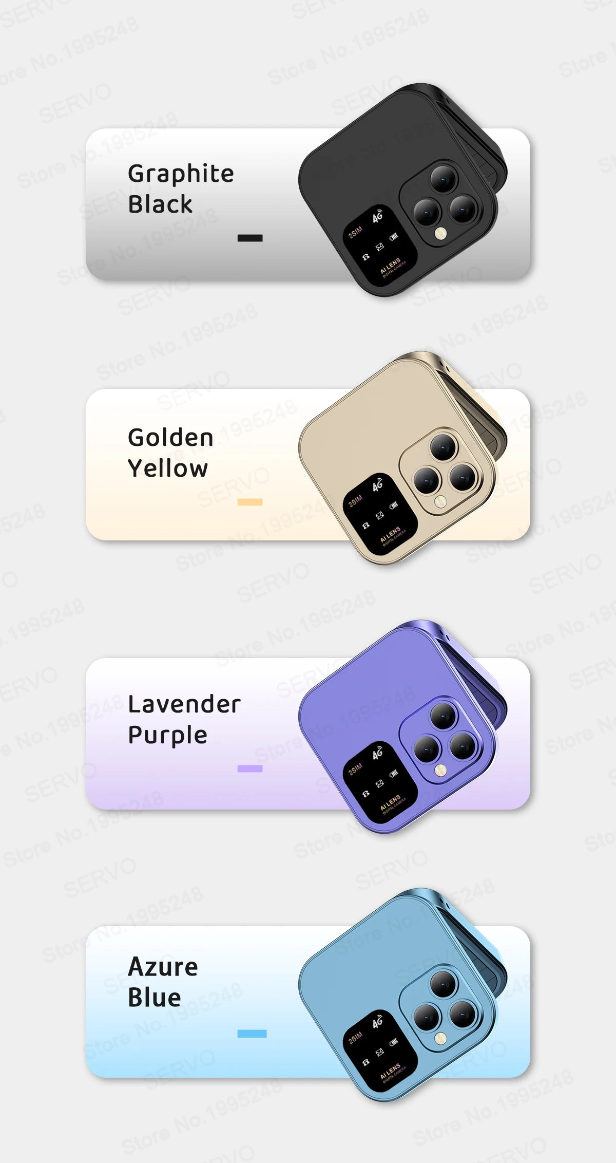 SERVO i16 Pro 2G GSM/4G LTE Network Small Flip Mobile Phone 2 SIM Standby Call Recording Speed Dial 1.77" Mini Folding Cellphone