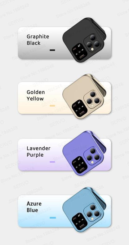 SERVO i16 Pro 2G GSM/4G LTE Network Small Flip Mobile Phone 2 SIM Standby Call Recording Speed Dial 1.77" Mini Folding Cellphone