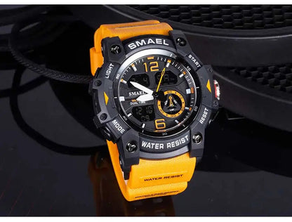 SMAEL 8007 Military Sport Watch – LED Digital Dual Time, Waterproof Men's Wristwatch