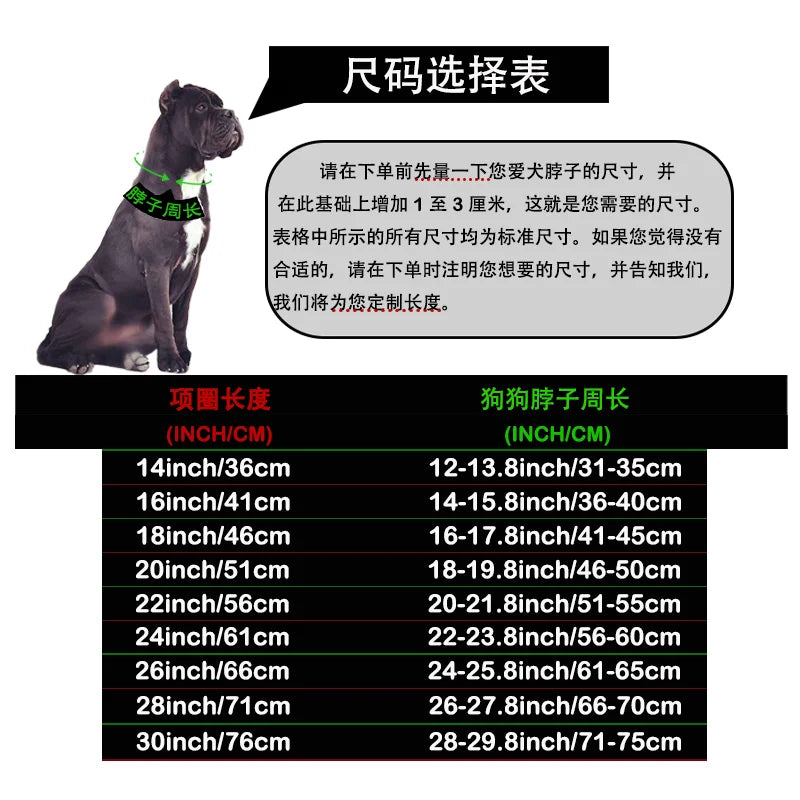 Gold Silver Collar for Large Dog 32mm Stainless Steel Chain Metal Pet Choker Dog Accessories for Cane Corso Labrador Rottweiler