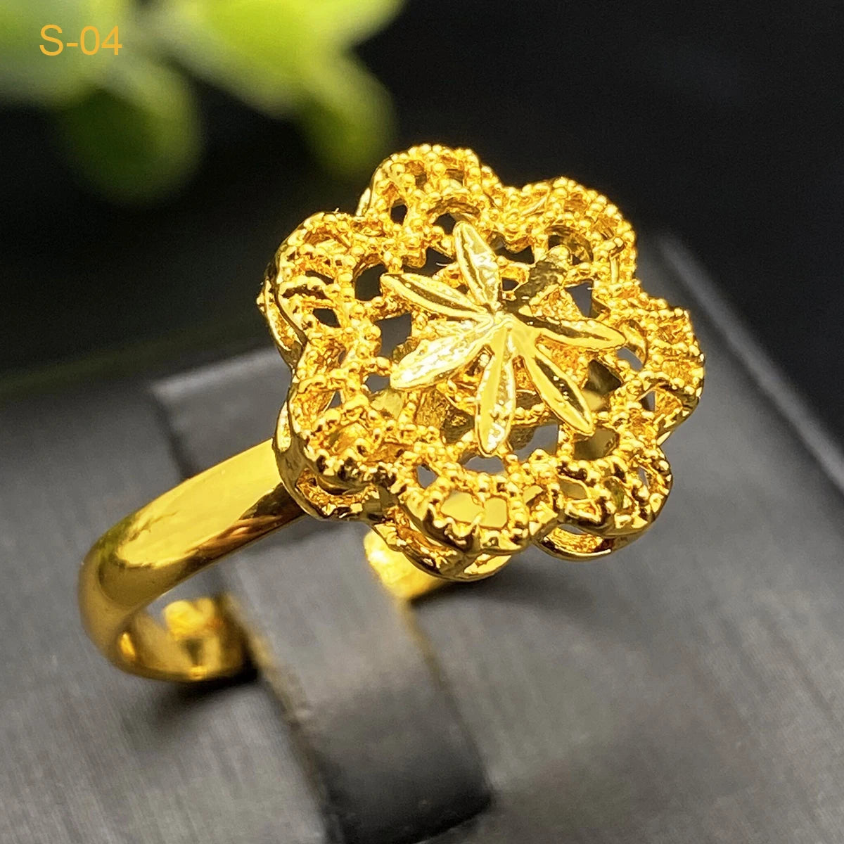 ANIID Indian 24k Gold Color Flower Shape Necklace Earrings Bracelet Ring Set Elegant Bridal Wedding Jewelry Sets for Dubai Lady