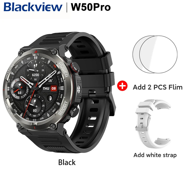 [World Premiere] Blackview W50 Pro Smartwatch 1.45" HD Display Flashlight Bluetooth Phone Call 960mAh Rugged Smartwatch