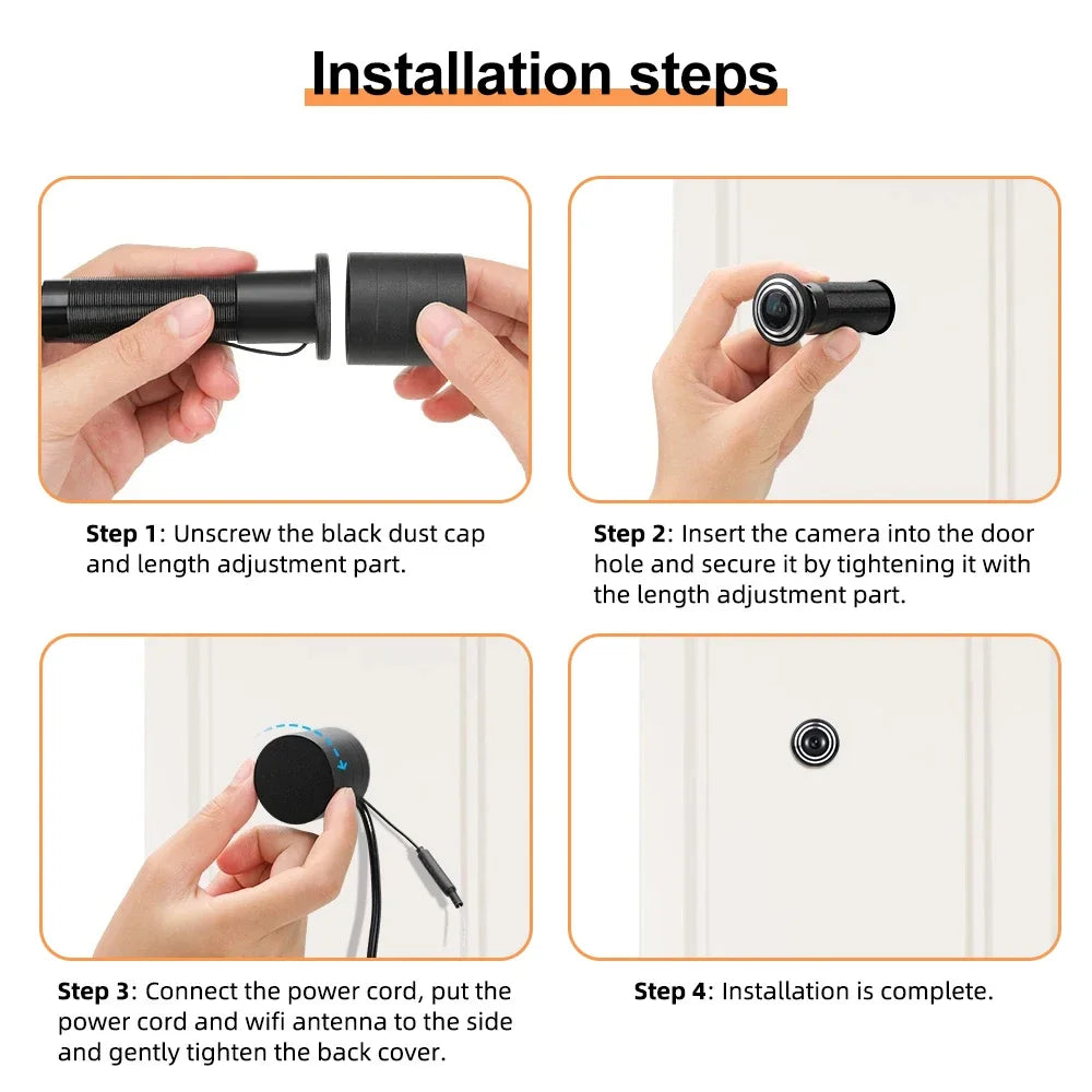 ICSEE 3MP HD Peephole WiFi Camera 170° Wide-angle Door Viewer Motion Detection Smart Home Security Wireless Cat-eye Auto Record