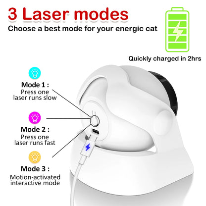 Cat Laser Toys Motion Acticated Responsive Interactions, Mix Fast & Slow Laser Game Multi-Angle Adjustable Rechargeable Pet Toys