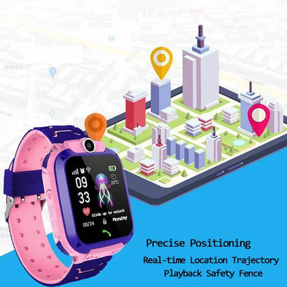 Fashion Q12 Kids Smart Watch IP67 Waterproof SOS Camera Phone 2G SIM Card Voice Call LBS Location Child Clock Smartwatches Gift