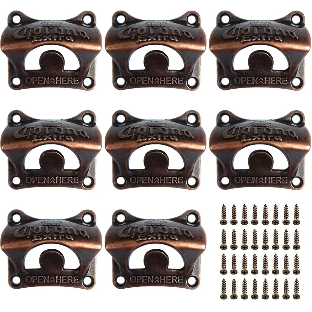 1/2/4/8pcs Bottle Opener Wall Mounted Retro BBQ DIY Solid Beer Opener Tools Bar Decorative Beer Opener Kitchen Gadgets
