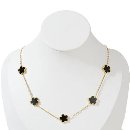 Stainless Steel Bracelet Double Sided Five Leaf Petals Flower Gold Plated Clover Women Fashion Jewelry