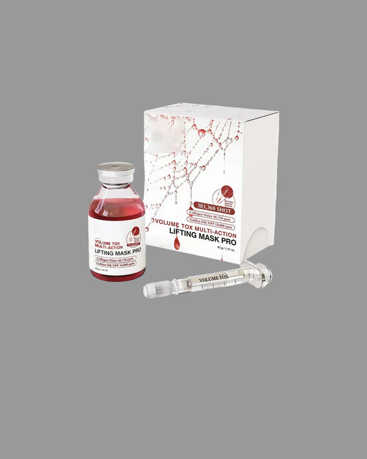 Lifting mask product set with bottle, box, and syringe for multi buy offer