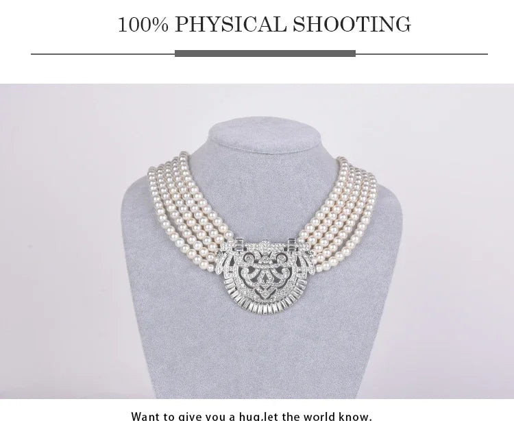 Elegant Crystal Multilayer Long Necklaces for Women Chokers Collier Femme Party Wedding Jewelry