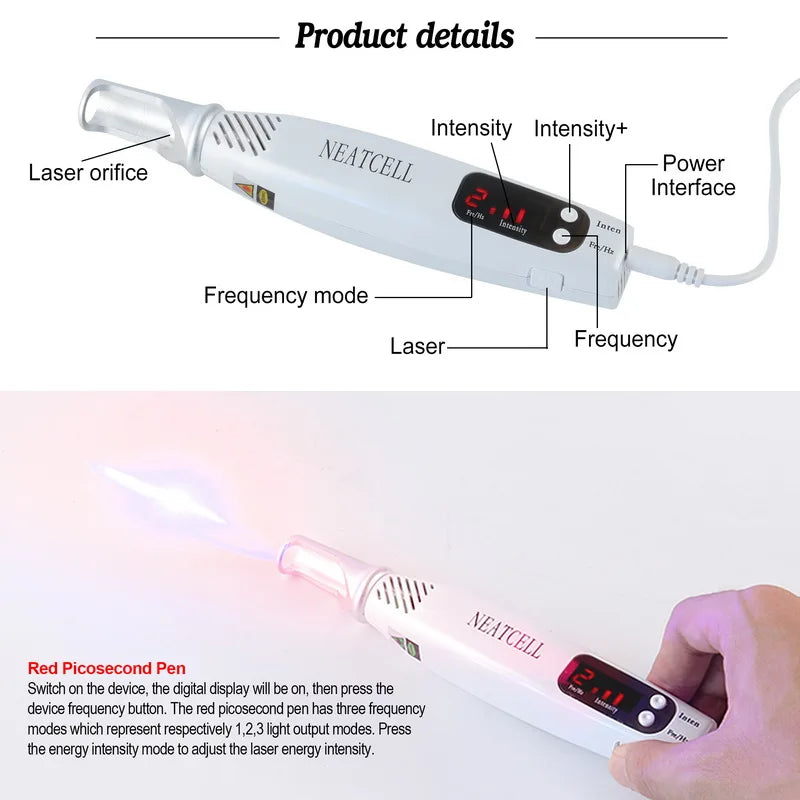 Picosecond Laser Pen Freckle Tattoo Removal Dark Spot Remover Blue & Red Light Machine Portable Scar Mole Remover Beauty Care