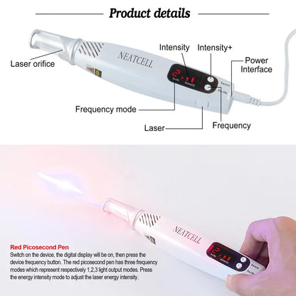 Picosecond Laser Pen Freckle Tattoo Removal Dark Spot Remover Blue & Red Light Machine Portable Scar Mole Remover Beauty Care