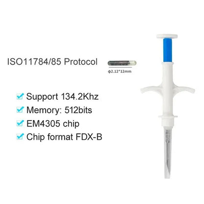 100pcs/Pack Pet EM4305 Microchip 134.2KHz FDX-B Animal ID Chip Animal Microchip Syringe International Standard