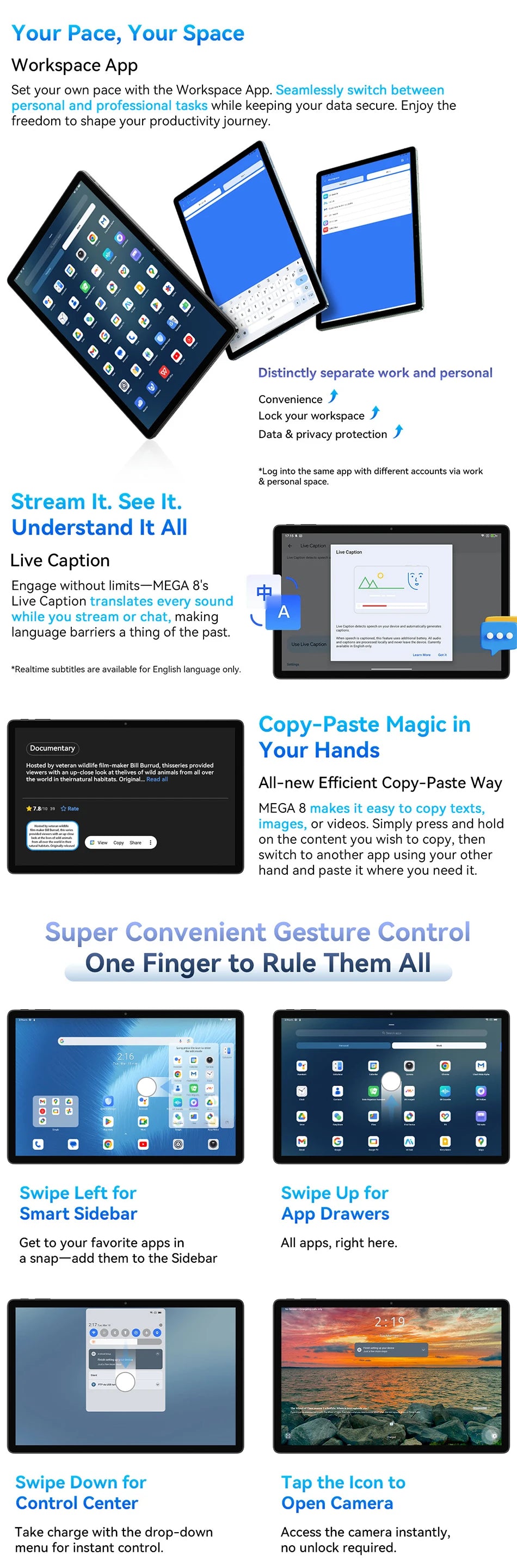 Blackview MEGA 8 Tablet - 13" FHD+ 90Hz Display Android 15 11000mAh 50MP Camera 4G Pad PC