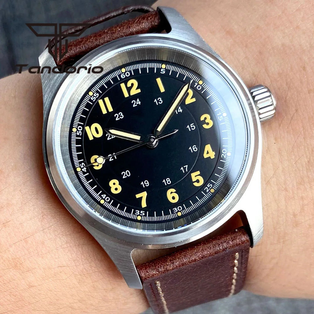 Tandorio 36mm Fashion 20BAR Automatic Dive Pilot Watch for Men Ladies NH35/PT5000/Miyota8215 Movt Sapphire Wristwatch Green Lume