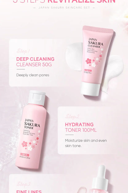 LAIKOU Sakura 5-Piece Skincare Gift Set – Moisturising Korean Valentine's Day Kit