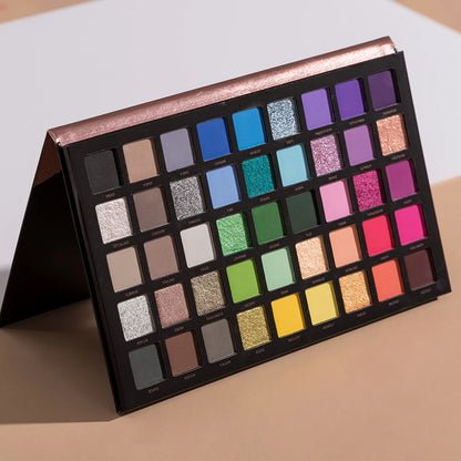 45 Color Eyeshadow Palette, Neon Glitter Matte Eyeshadow Natural Nude,Highly Pigmented Nude Warm Color Tone,Colorful Makeup