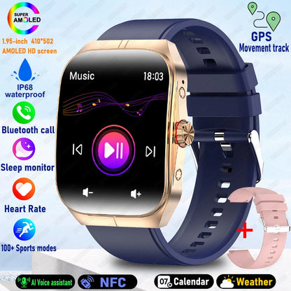 2025 New For OPPO Men Smart Watch Bluetooth Call Sports Watch Heart Rate NFC Waterproof Sports Women Smart Watch For Android iOS