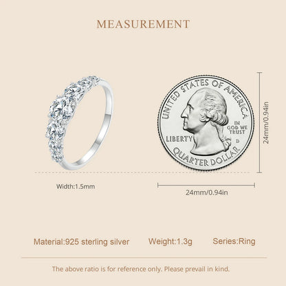 Bamoer Moissanite Ring Heart Setting D Color VVS1 EX Lab Diamond Ring 925 Sterling Silver for Women Engagement Wedding Jewelry