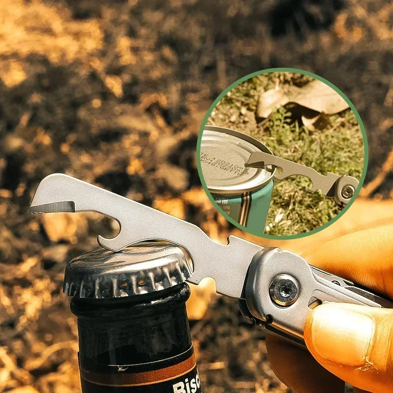 8-in-1 Fordable Pocket Multitool Knife Stainless Steel Multifunctional Saw Scissors Can&Bottle Opener Wire Stripper Glass Breake