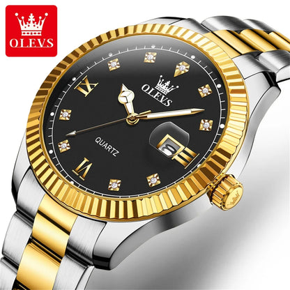 OLEVS Quartz Wristwatches Luxury Watch Business Waterproof Male Clock Luminous Date Stainless Steel Men Watch reloj hombre
