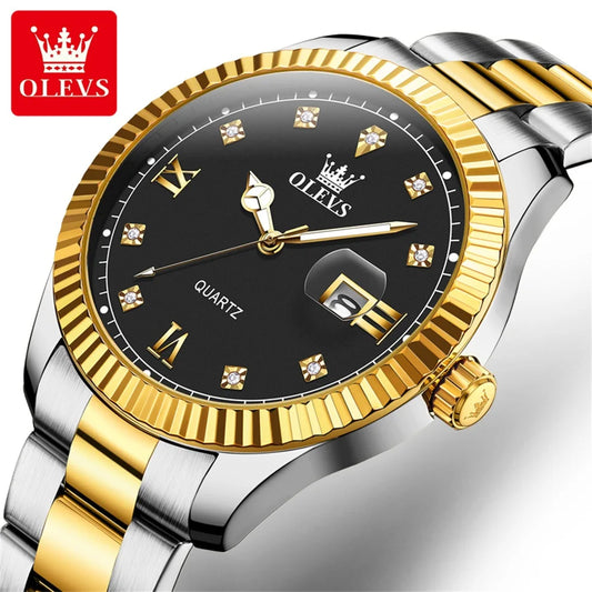 OLEVS Quartz Wristwatches Luxury Watch Business Waterproof Male Clock Luminous Date Stainless Steel Men Watch reloj hombre