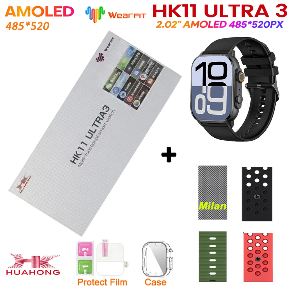 New HK11 ULTRA 3 MAX Smartwatch 2025 49mm HD AMOLED 4G ROM Bluetooth Network Call Robot Clock NFC Compass Smart Watch Men Women