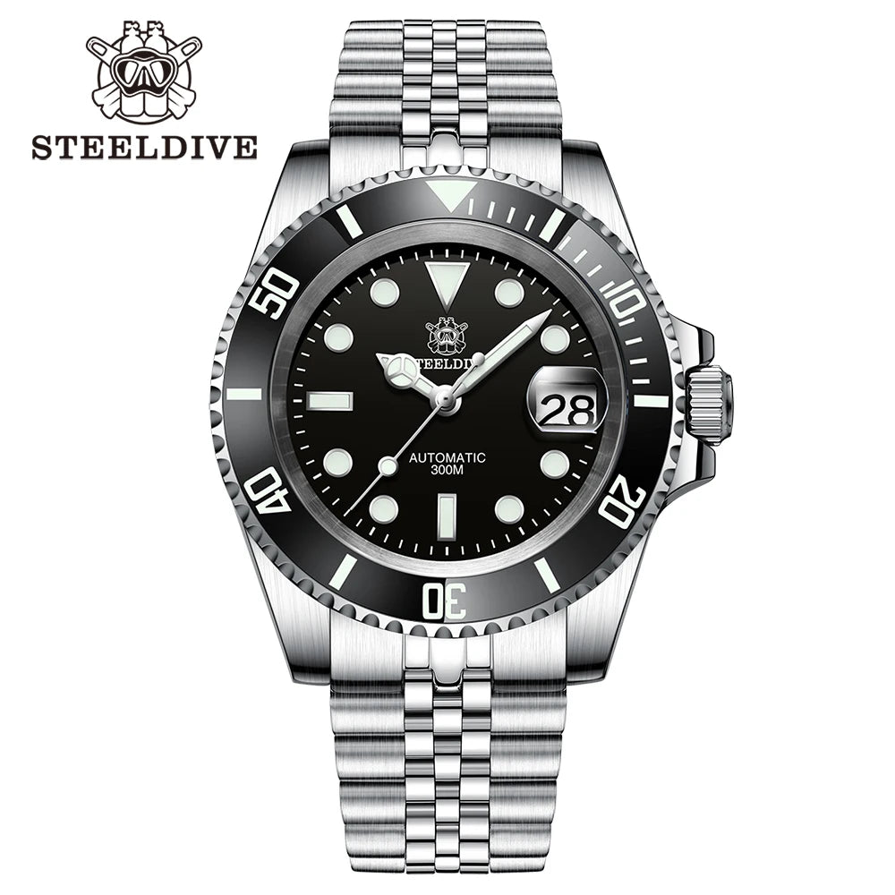 SD1953 STEELDIVE Brand Ceramic Bezel 41mm Steeldive 30ATM Water Resistant NH35 Automatic Mens Dive Watch Reloj with Milled Clasp
