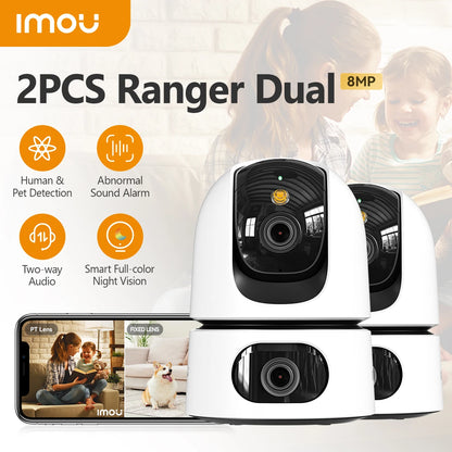 2PCS IMOU Dual Lens PTZ WiFi Camera Indoor CCTV Surveillance Camera Pet Detection Auto Tracking Security Protection Baby Monitor