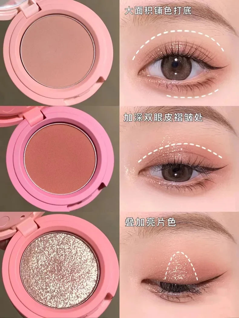 Macaron Three-layer Eyeshadow New Pearlescent Matte Flash Contouring Earth Tone Band Mirror Nose Profile 3-in-1 Makeup Palette