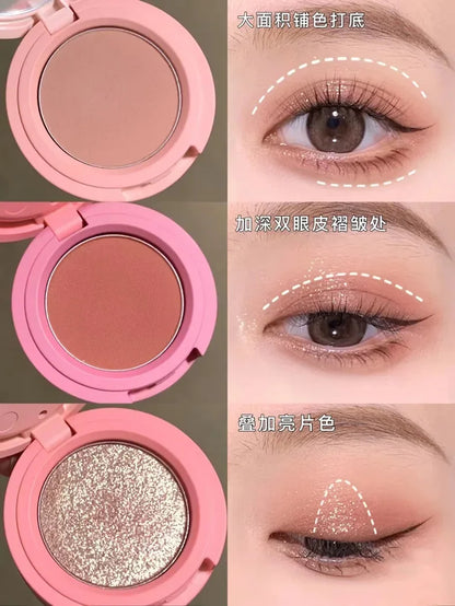 Macaron Three-layer Eyeshadow New Pearlescent Matte Flash Contouring Earth Tone Band Mirror Nose Profile 3-in-1 Makeup Palette