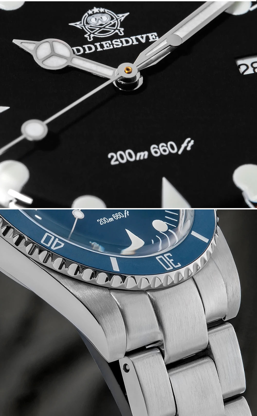 ADDIESDIVE Luxury Men's Analog Watch BGW9 Luminous Ceramic Bezel Bubble Mirror Glass Diver's Watch 200m Quartz Watches AD2068