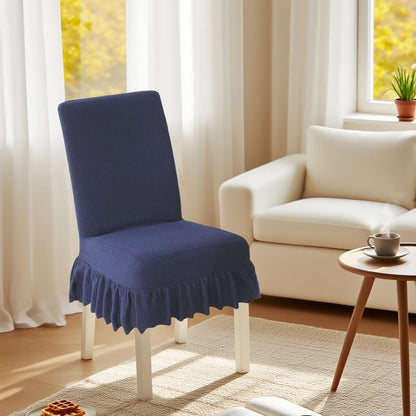 Solid-color elastic short skirt chair cover and anti-stain stool cover, suitable for pet room and home decoration