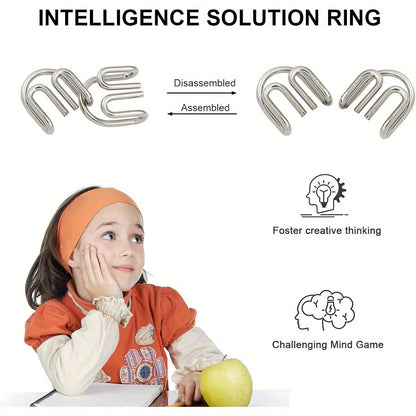 Metal Wire Puzzle Set – IQ Brain Teaser Disentanglement Ring Magic Trick Toy