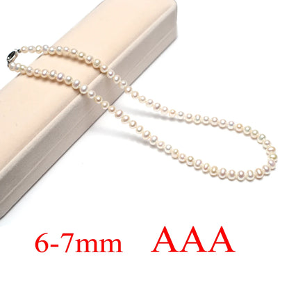 Natural Freshwater Pearl Necklace 7-8mm Irregular Round Pearls Necklaces for Women Lady Love Wedding Choker Jewelry Accessories