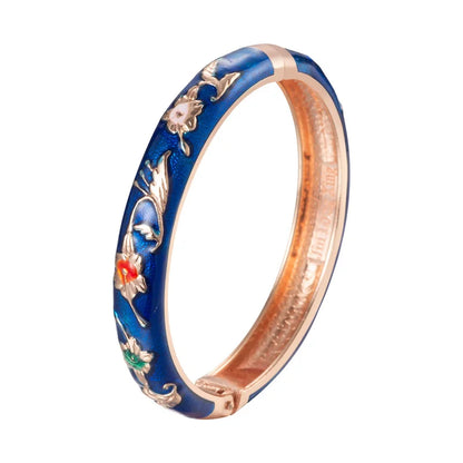 Cloisonne Bangles For Women Bracelet On Hand Flower Enamel Jewelry Women's Hand Bracelets Female Bangle Mother's Day Gifts Wife