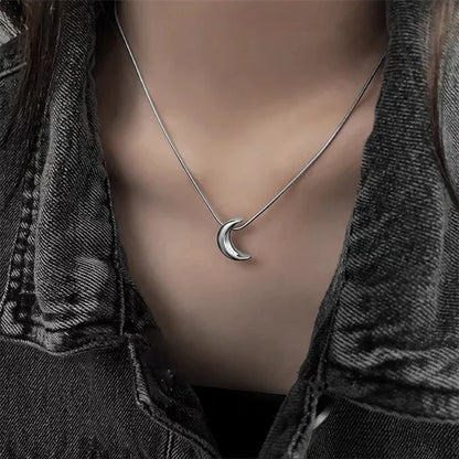 Gothic Punk Bow Heart Sun Star Moon Pendant Snake Chain Necklace Men Women Hip Hop Vintage Y2K EMO Grunge Jewelry Accessories