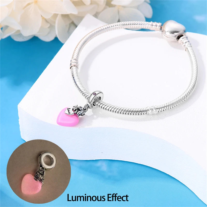 Charms Luminous Firefly Stars Cherry S925 Silver Pendants Beads 3mm DIY Party Christmas Fine Jewelry Making Gifts