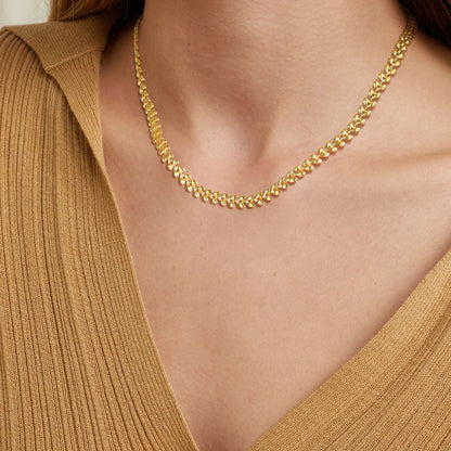 Vnox Chic Wheat Chain Choker Necklaces for Women, Gold Color Stainless Steel Links Neck Collar Gift to Her Jewelry