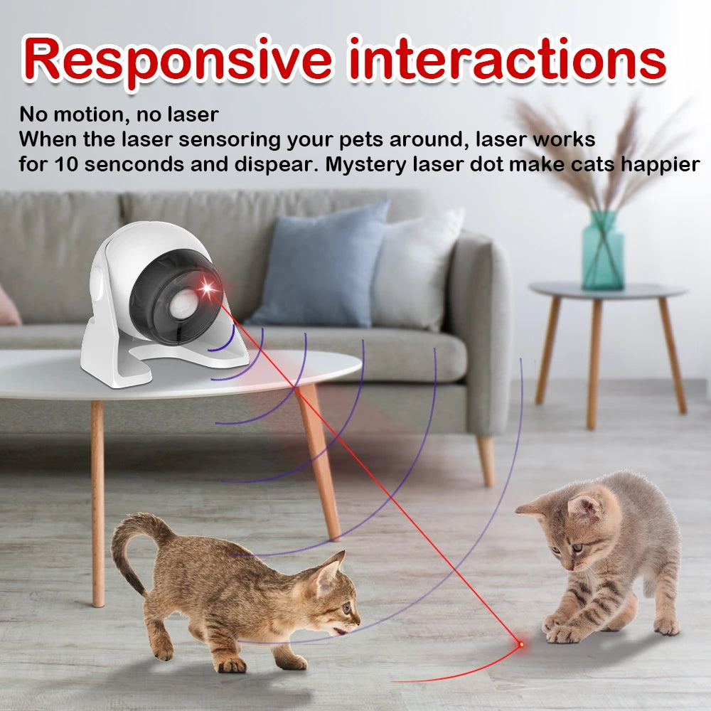 Cat Laser Toys Motion Acticated Responsive Interactions, Mix Fast & Slow Laser Game Multi-Angle Adjustable Rechargeable Pet Toys