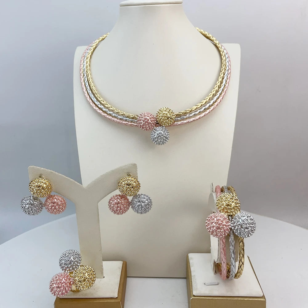 Brazilian Bold Necklace Luxury African Bridal Jewelry Set for Women